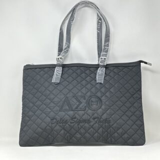 QT23 Black Quilted Tote with Black DST Symbols
