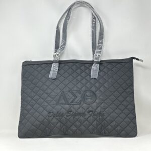 QT23 Black Quilted Tote with Black DST Symbols