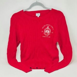 SW22001 Red Cable Knit Long Sleeve Sweater Sizes: S-4XL (forgiving Stretch)
