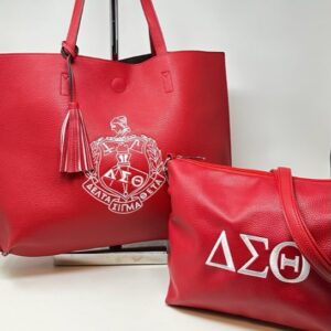 TT04 2-in-1 Red Tassel Tote with Crest | Embroidered