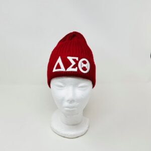 BK206 Crimson Cable-Knit Hat with White DST Symbols