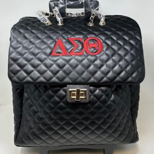 #XC8722 Black Quilted-Leather Rollie with Red DST Symbols