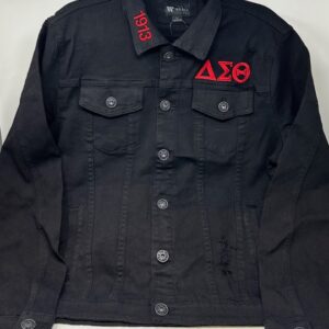 DA20 Black Denim Jacket with Red DST Symbols & Fortitude