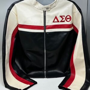 RJ241 Leather Racing Jacket with Red DST Symbols - Sizes Available L-4XL