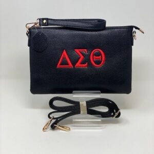 #8623 Black clutch with red DST symbols