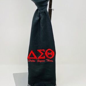 Black Pashmina Scarf with Red DST Symbols