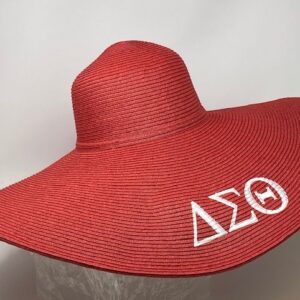 Red Kentucky Derby with white DST symbols (8" brim)