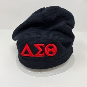 Natural Hair Hat - Black with Red DST symbols