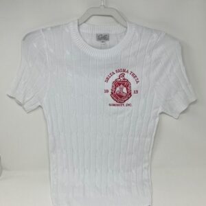 SW2200 White Cable Knit Short Sleeve Sweater Sizes: S-4XL (forgiving stretch size)