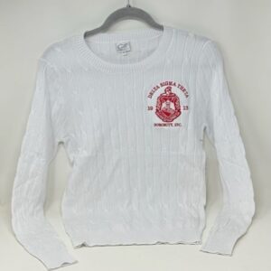 SW2202 White Cable Knit Long Sleeve Sweater Sizes: S-4XL (forgiving stretch size)